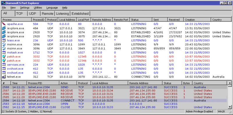 DiamondCS Port Explorer Screenshot